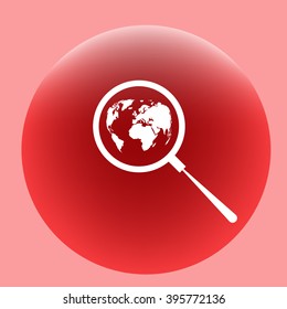 Analyzing the world. Magnifier glass with globe vector illustration