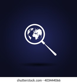 Analyzing the world. Magnifier glass with globe vector illustration
