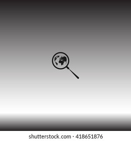 Analyzing the world. Magnifier glass with globe vector illustration