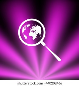 Analyzing the world. Magnifier glass with globe vector illustration