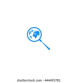 Analyzing the world. Magnifier glass with globe vector illustration