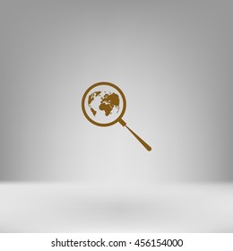 Analyzing the world. Magnifier glass with globe vector illustration