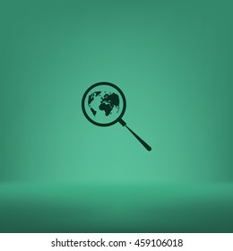 Analyzing the world. Magnifier glass with globe vector illustration