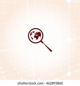 Analyzing the world. Magnifier glass with globe vector illustration