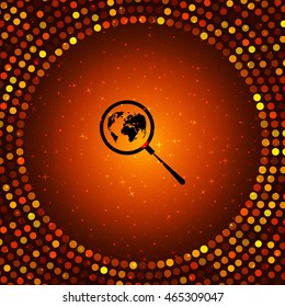 Analyzing the world. Magnifier glass with globe vector illustration