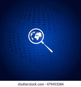 Analyzing the world. Magnifier glass with globe vector illustration