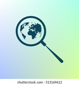 Analyzing the world. Magnifier glass with globe vector illustration