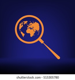 Analyzing the world. Magnifier glass with globe vector illustration