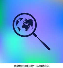 Analyzing the world. Magnifier glass with globe vector illustration