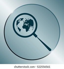 Analyzing the world. Magnifier glass with globe vector illustration
