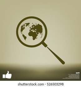 Analyzing the world. Magnifier glass with globe vector illustration