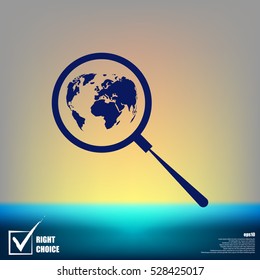 Analyzing the world. Magnifier glass with globe vector illustration
