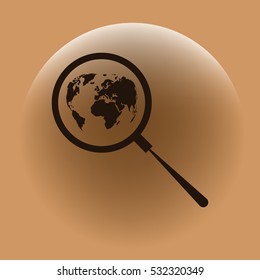 Analyzing the world. Magnifier glass with globe vector illustration