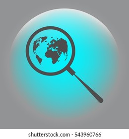 Analyzing the world. Magnifier glass with globe vector illustration
