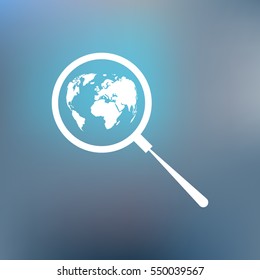 Analyzing the world. Magnifier glass with globe vector illustration