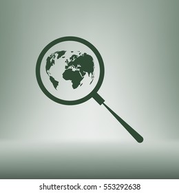 Analyzing the world. Magnifier glass with globe vector illustration