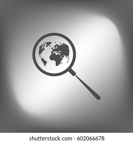Analyzing the world. Magnifier glass with globe vector illustration