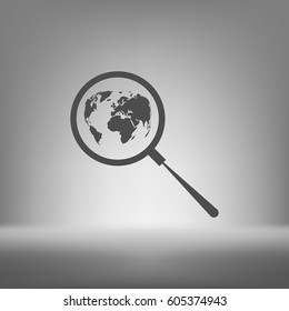 Analyzing the world. Magnifier glass with globe vector illustration