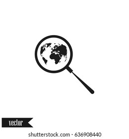Analyzing the world. Magnifier glass with globe vector illustration