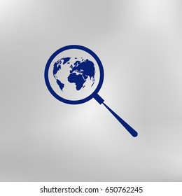 Analyzing the world. Magnifier glass with globe vector illustration
