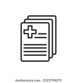 Anamnesis, en diseño de línea. Historia médica, información del paciente, registros de salud, antecedentes del paciente, evaluación médica sobre Vector de fondo blanco. Icono de trazo editable de anamnesis