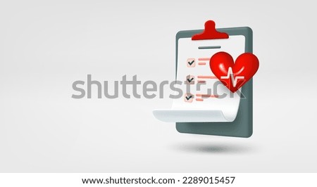 Anamnesis on clip board. 3d vector banner with copy space