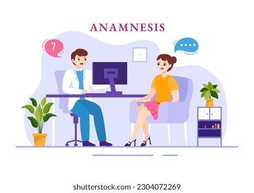Anamnesis System Vector Illustration for Information About the Disease and Healthcare Database in Flat Cartoon Hand Drawn Landing Page Templates