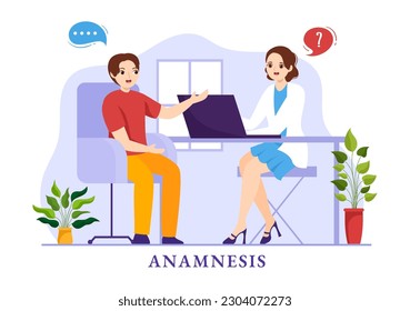 Anamnesis System Vector Illustration for Information About the Disease and Healthcare Database in Flat Cartoon Hand Drawn Landing Page Templates