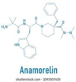 Anamorelin cancer cachexia and anorexia drug molecule. Skeletal formula.