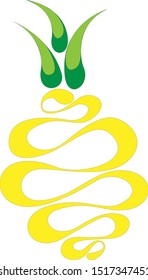 Ananas on white background. Vector illustration.