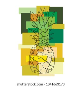 Ananas - one line drawing. Vector illustration continuous line drawing. Abstract