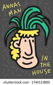 Ananas Pineapple Man Vector Line Art