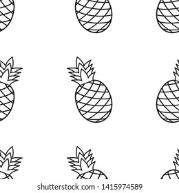 Ananas seamless pattern isolated on white