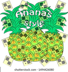 ananas style vector illustration. pineapple summer time poster.