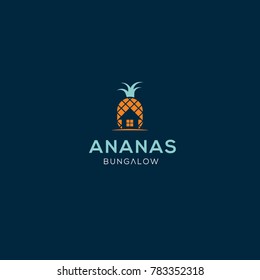 Ananas vector icon Bungalow icon. Ananas logo