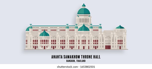 Ananta Samakhom throne hall Grand palace, Bangkok, Thailand with craft style on background.