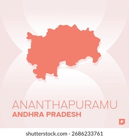 Ananthapuramu District Map, Andhra Pradesh, India – Editable Vector Outline.