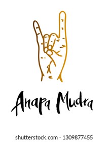 Anapa Mudra - a gesture with your fingers. Symbol in concept of buddhism or hinduism. Mudra cleanses the body. Vector illustration.