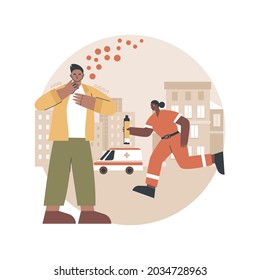 Anaphylaxis abstract concept vector illustration. Severe allergic reaction help, anaphylaxis shock treatment, emergency allergy case, hypersensitivity, cause and symptoms abstract metaphor.