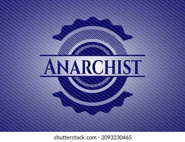 Emblema anarquista con textura jean. Ilustración vectorial. Detallado. 