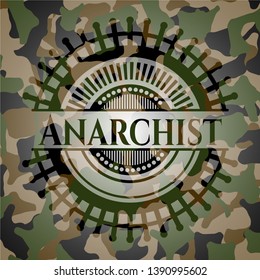Anarchist on camouflage texture. Vector Illustration. Detailed.