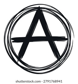 Anarchist symbol with circle and star shape design element A icon