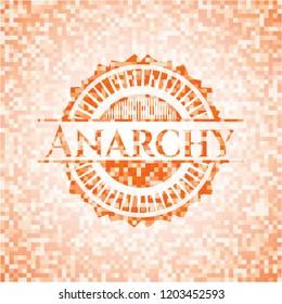 Anarchy abstract emblem, orange mosaic background
