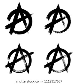 Anarchy brush symbol. Anarchy grunge style. Anarchy ink icon.
