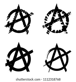 Anarchy brush symbol. Anarchy grunge style. Anarchy ink icon.