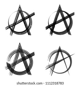 Anarchy brush symbol. Anarchy grunge style. Anarchy ink icon.