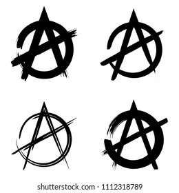 Anarchy brush symbol. Anarchy grunge style. Anarchy ink icon.