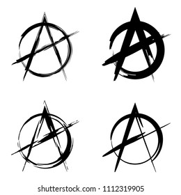 Anarchy brush symbol. Anarchy grunge style. Anarchy ink icon.