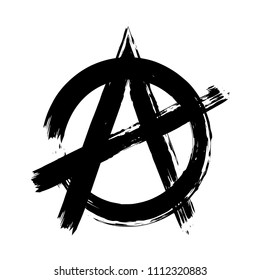 Anarchy brush symbol. Anarchy grunge style. Anarchy ink icon.