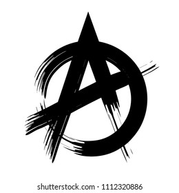 Anarchy brush symbol. Anarchy grunge style. Anarchy ink icon.